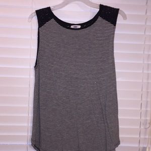 Tank top with lace shoulders